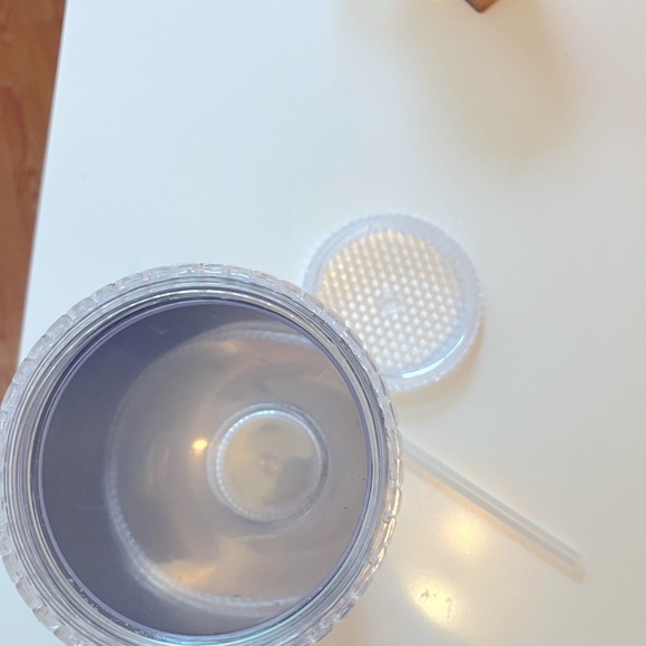 SOLD - Brand New and Unused Clear Patterned Drinking Cup with Straw - Picture 4 of 4